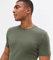 New Look Khaki Muscle Fit Crew Neck T-Shirt